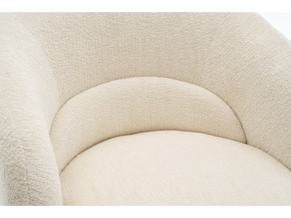 Franklin" swivel armchair in bouclette fabric - 74 x 75 x 75 cm - Beige