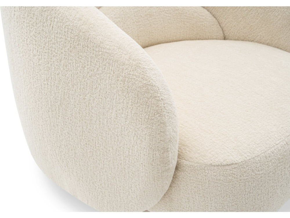 Franklin" swivel armchair in bouclette fabric - 74 x 75 x 75 cm - Beige