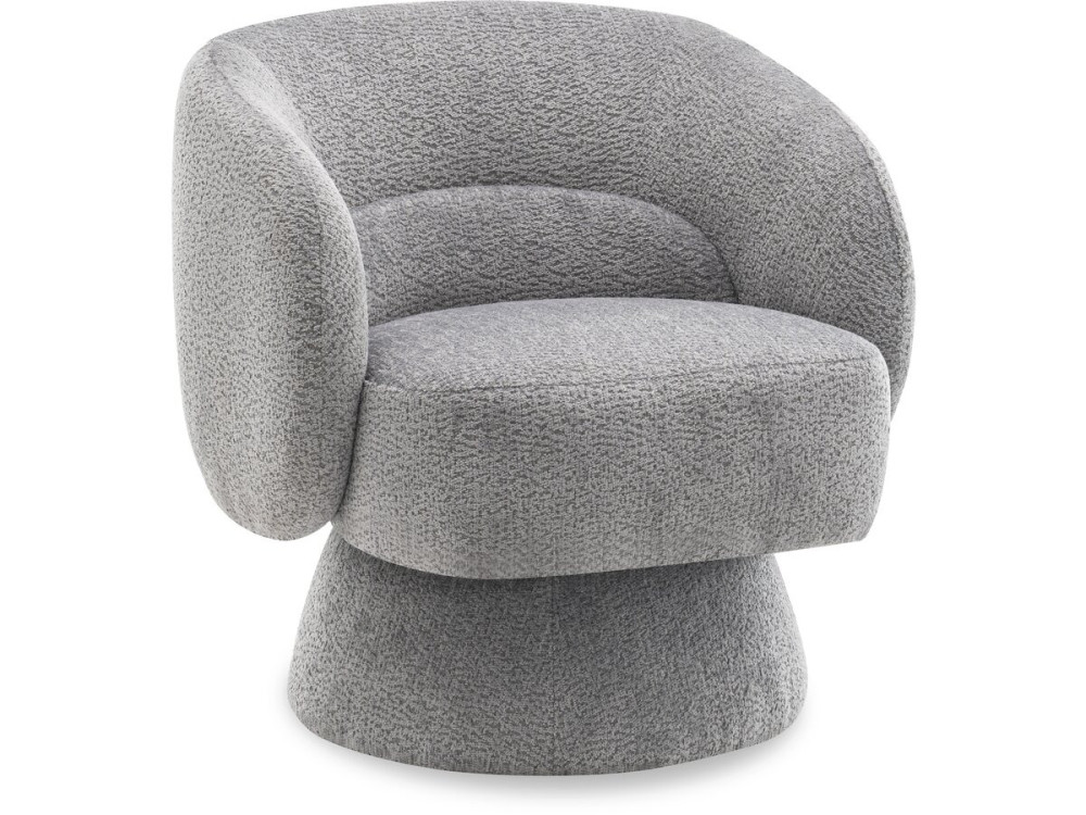 Franklin" swivel armchair in bouclette fabric - 74 x 75 x 75 cm - Grey