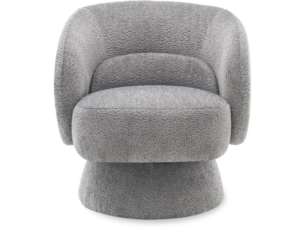 Franklin" swivel armchair in bouclette fabric - 74 x 75 x 75 cm - Grey