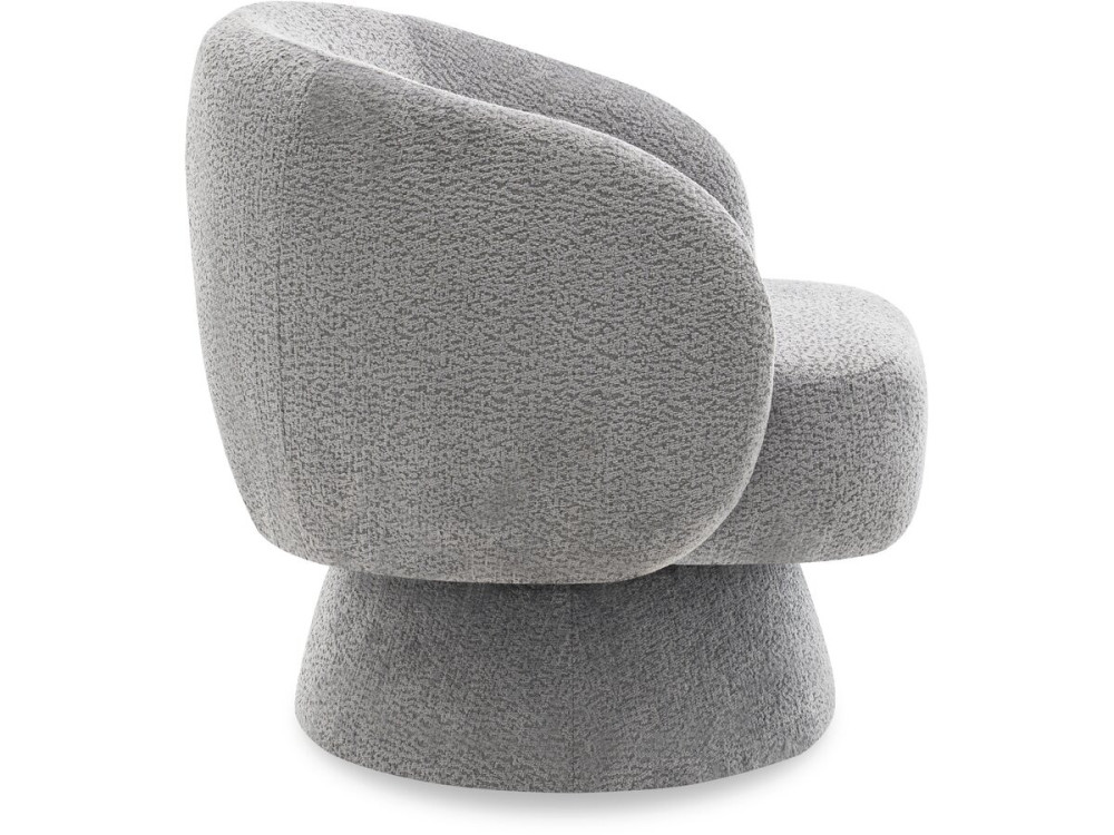 Franklin" swivel armchair in bouclette fabric - 74 x 75 x 75 cm - Grey