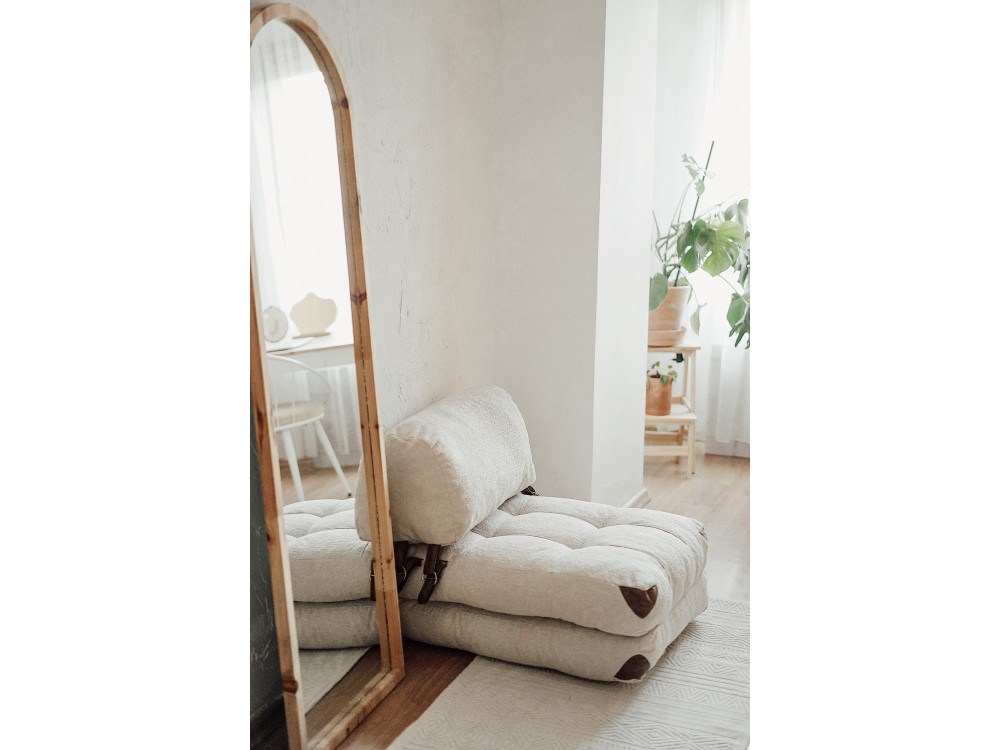 Fold" fabric armchair-bed - 80 x 60 x 70 cm - Cream