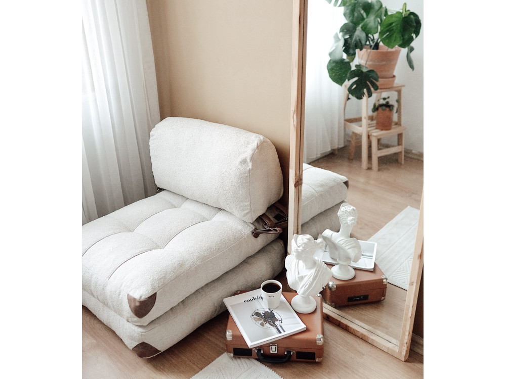 Fold" fabric armchair-bed - 80 x 60 x 70 cm - Cream