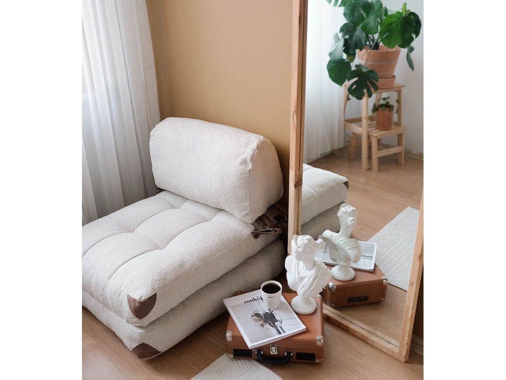 Fold" fabric armchair-bed - 80 x 60 x 70 cm - Cream