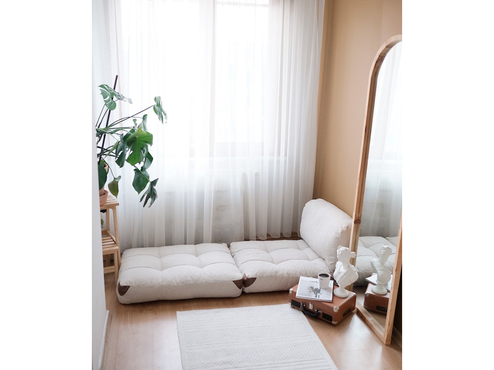 Fold" fabric armchair-bed - 80 x 60 x 70 cm - Cream