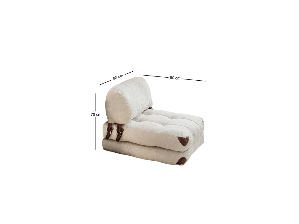 Fold" fabric armchair-bed - 80 x 60 x 70 cm - Cream