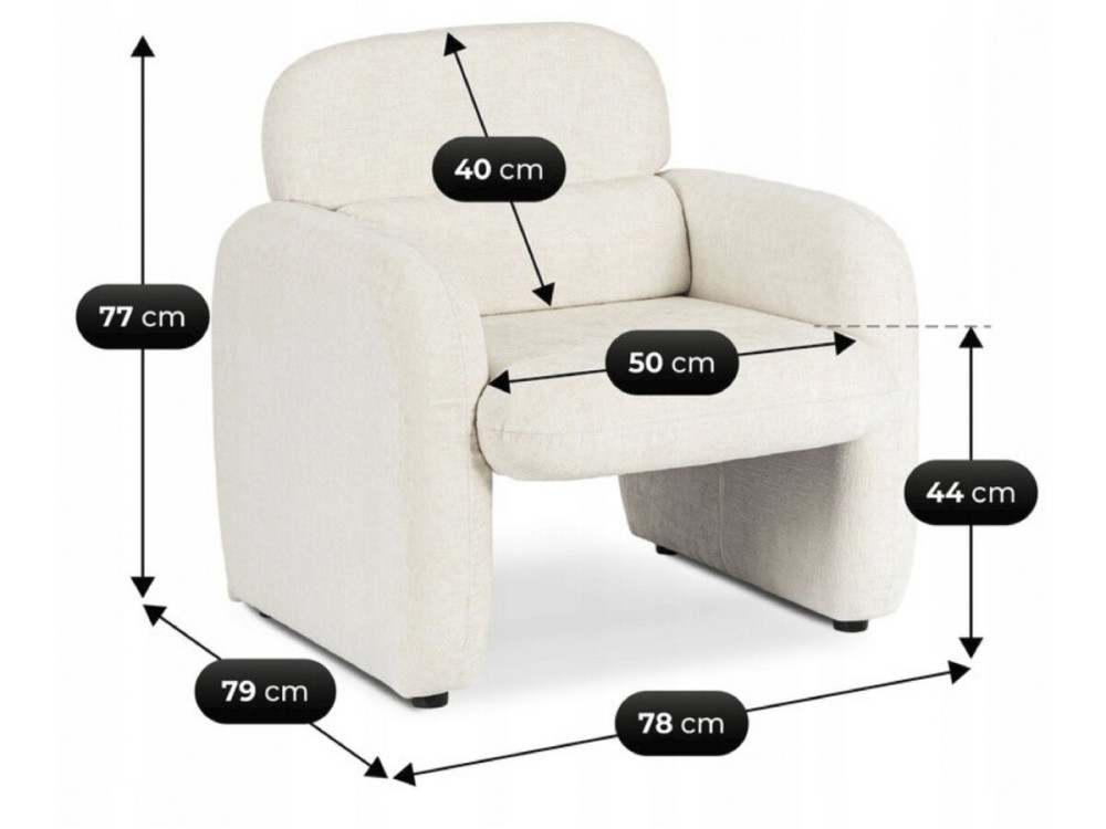Cozmo" lounge chair in mottled fabric - 78 x 79 x 77 cm - Cream