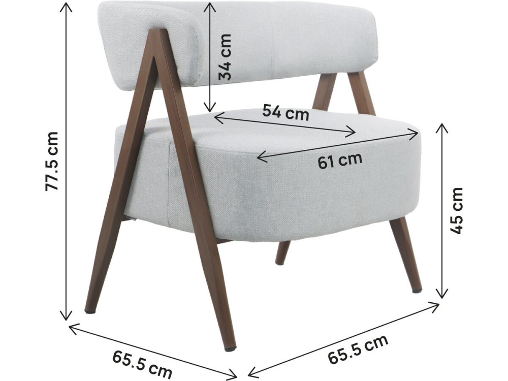 Astra" armchair with imitation wood frame - Light grey
