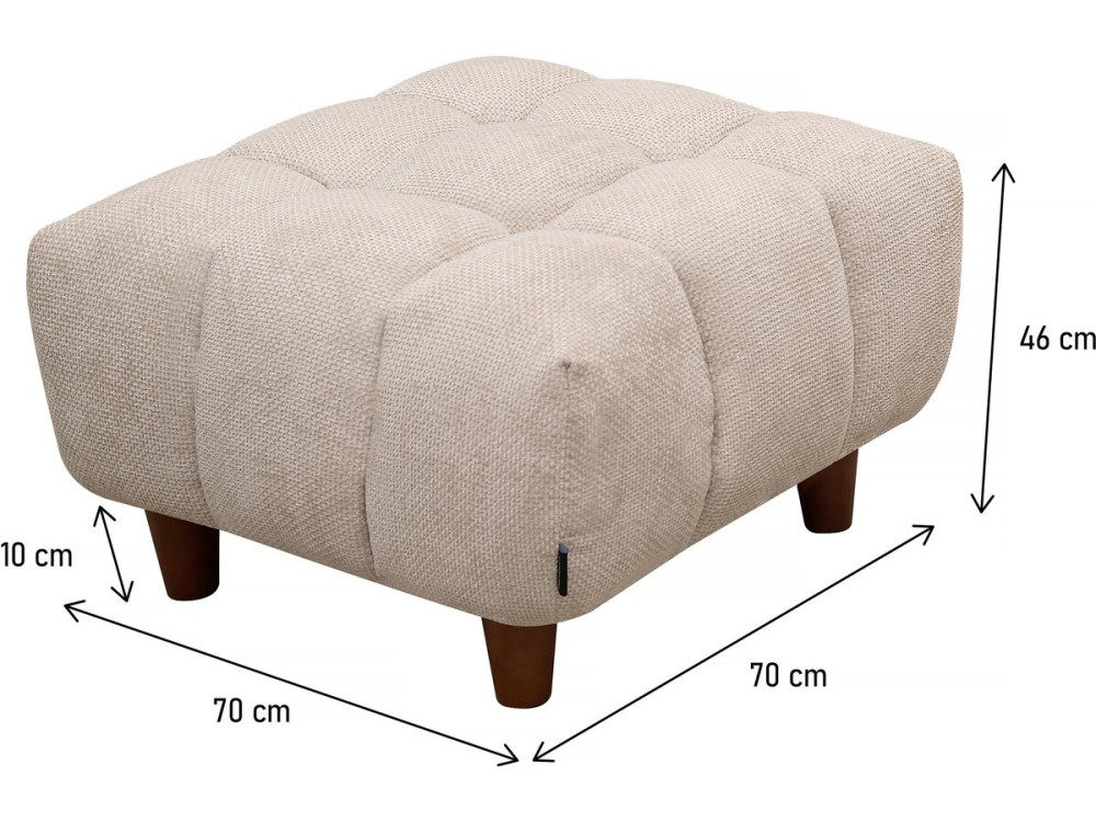 Ottoman for straight sofa "Matignon" - 70 x 70 x 46 cm - Beige