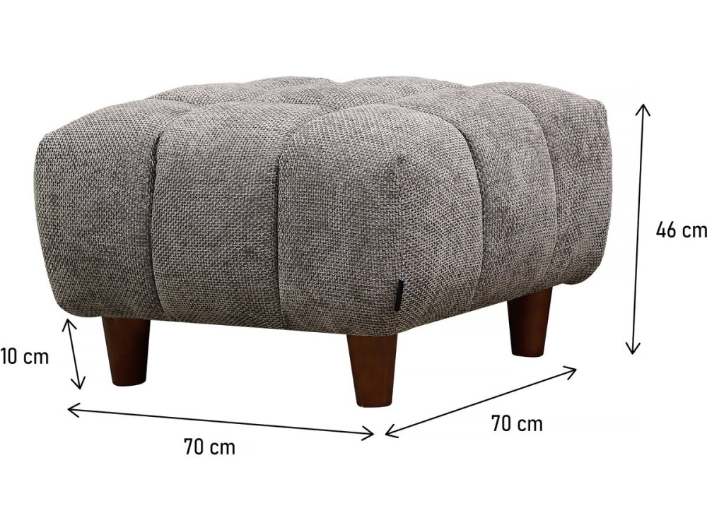 Ottoman for straight sofa "Matignon" - 70 x 70 x 46 cm - Grey