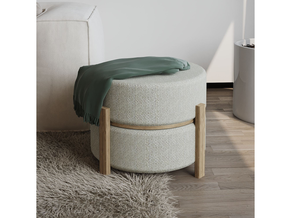 Clone" wooden pouffe - 47 x 48 x 45 cm - Beige