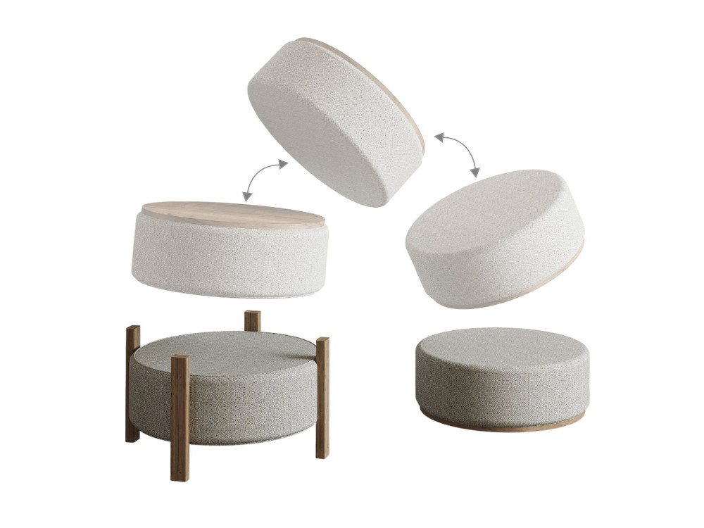Clone" wooden pouffe - 47 x 48 x 45 cm - Beige