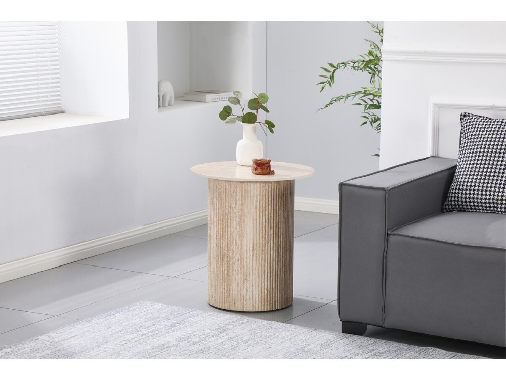 Eclat" ceramic occasional table, end table, bedside table - 50 x 50 cm - Brown