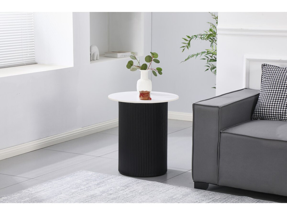 Eclat" ceramic side table, end table, bedside table - 50 x 50 x 55 cm - White