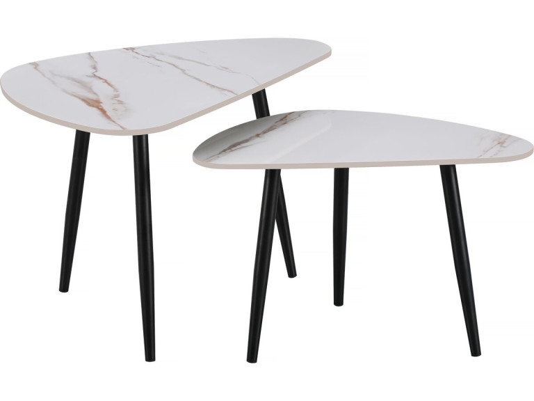 Set of 2 nesting coffee tables in ceramic 'Terra' - 49 x 79 x 56 cm - White