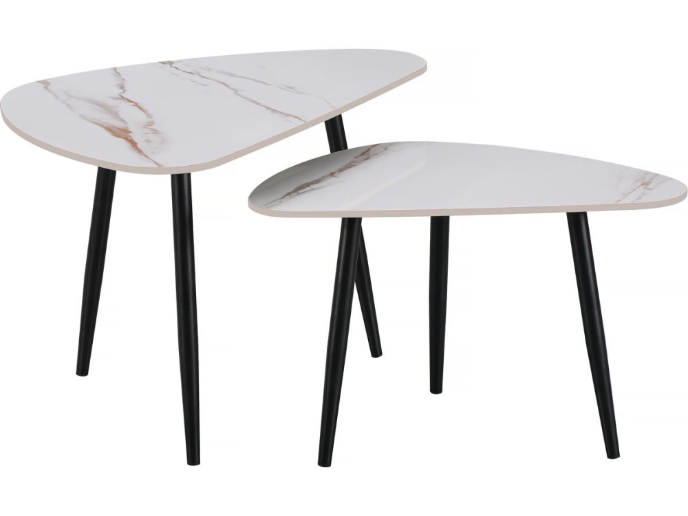 Set of 2 nesting coffee tables in ceramic 'Terra' - 49 x 79 x 56 cm - White