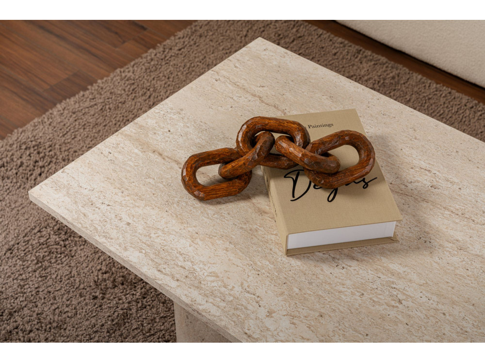 Sabin" wooden coffee table - 60 x 119 x 40 cm - Travertine