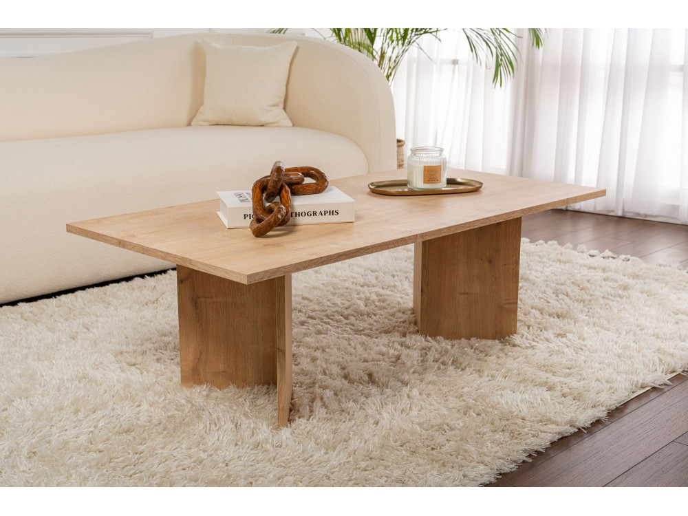 Sabin" wooden coffee table - 60 x 119 x 40 cm - Sapphire Oak