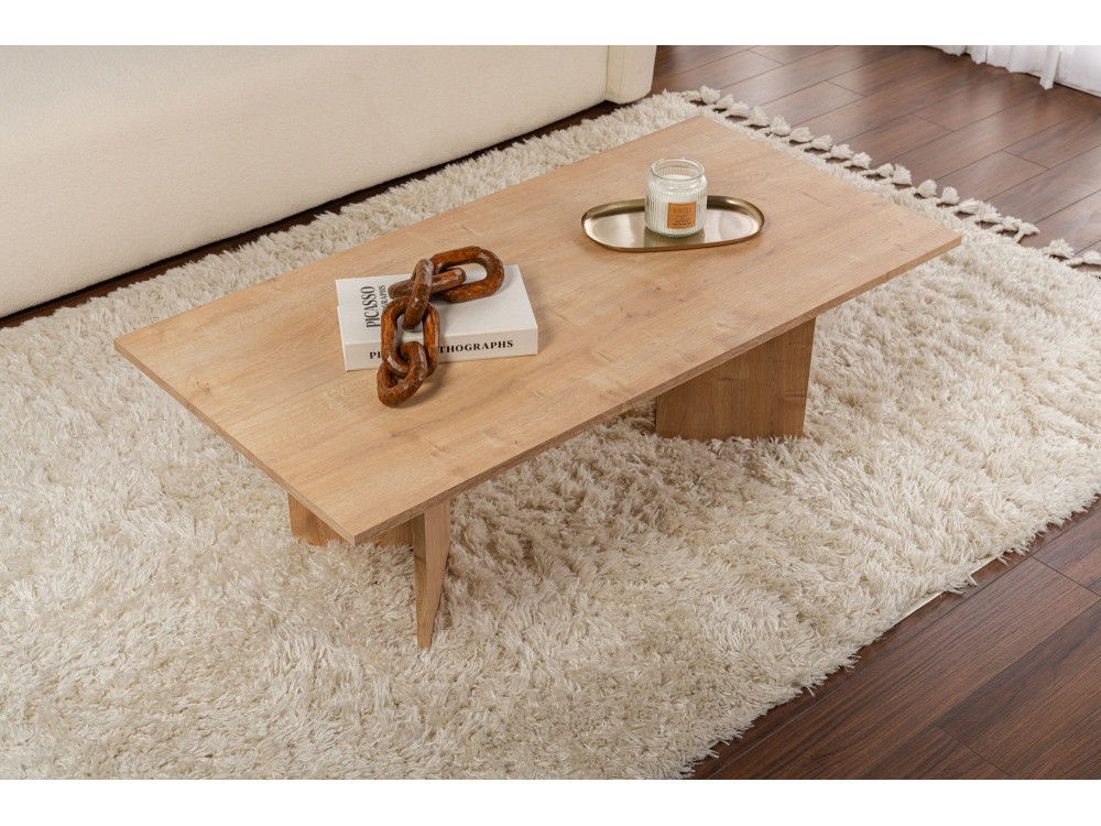 Sabin" wooden coffee table - 60 x 119 x 40 cm - Sapphire Oak