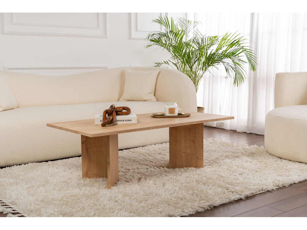 Sabin" wooden coffee table - 60 x 119 x 40 cm - Sapphire Oak