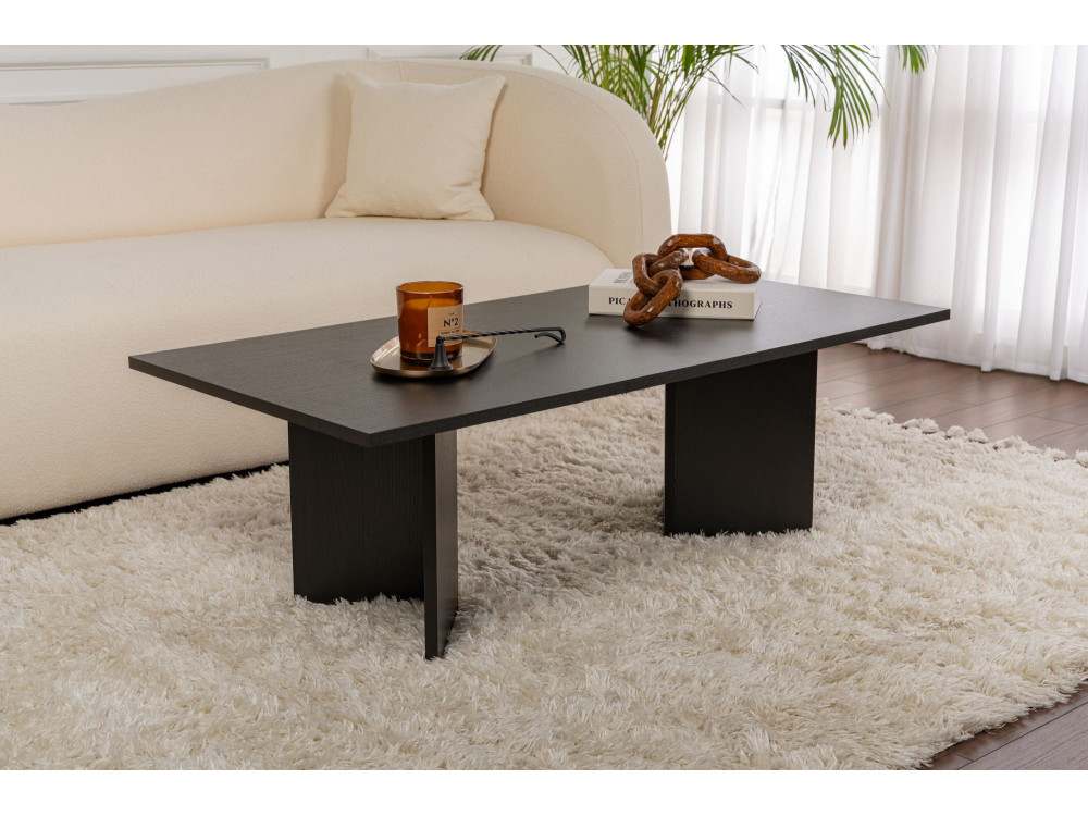 Sabin" wooden coffee table - 60 x 119 x 40 cm - Black wood
