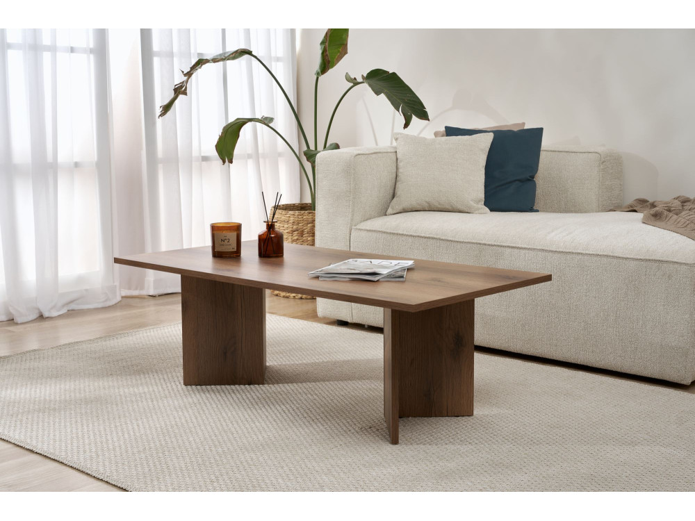Sabin" wooden coffee table - 60 x 119 x 40 cm - Walnut