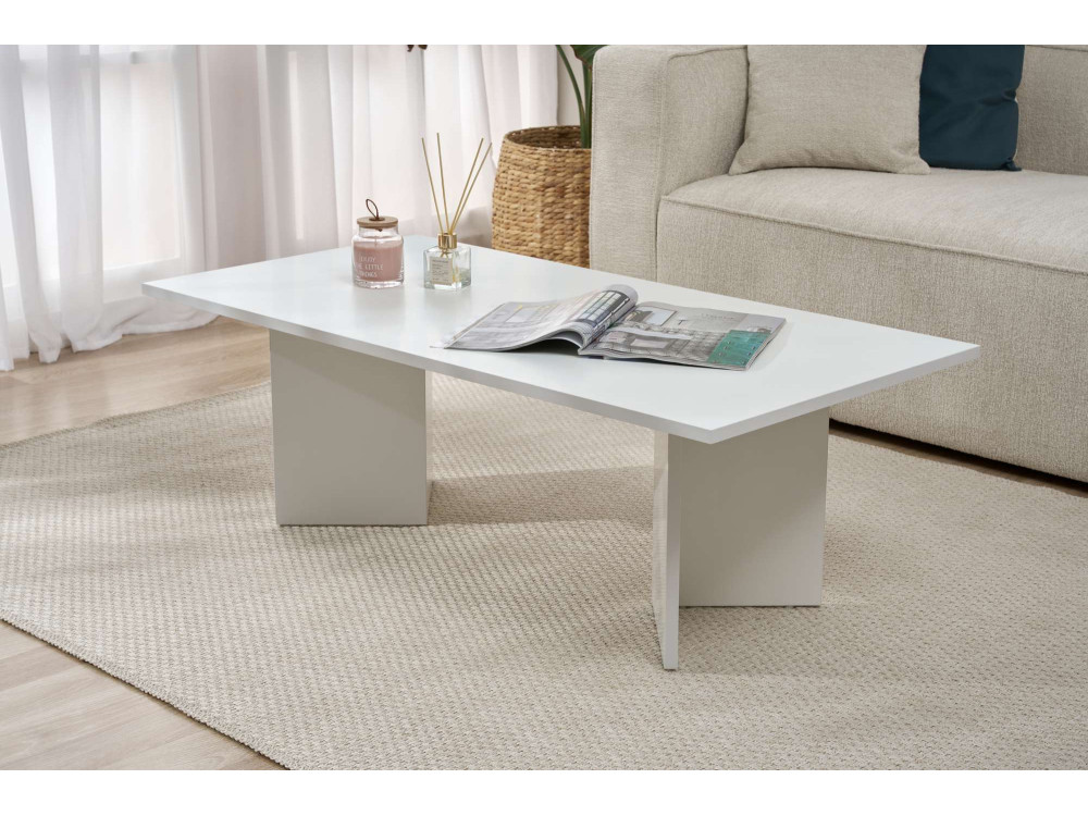 Sabin" wooden coffee table 119 x 60 x 40 cm - White