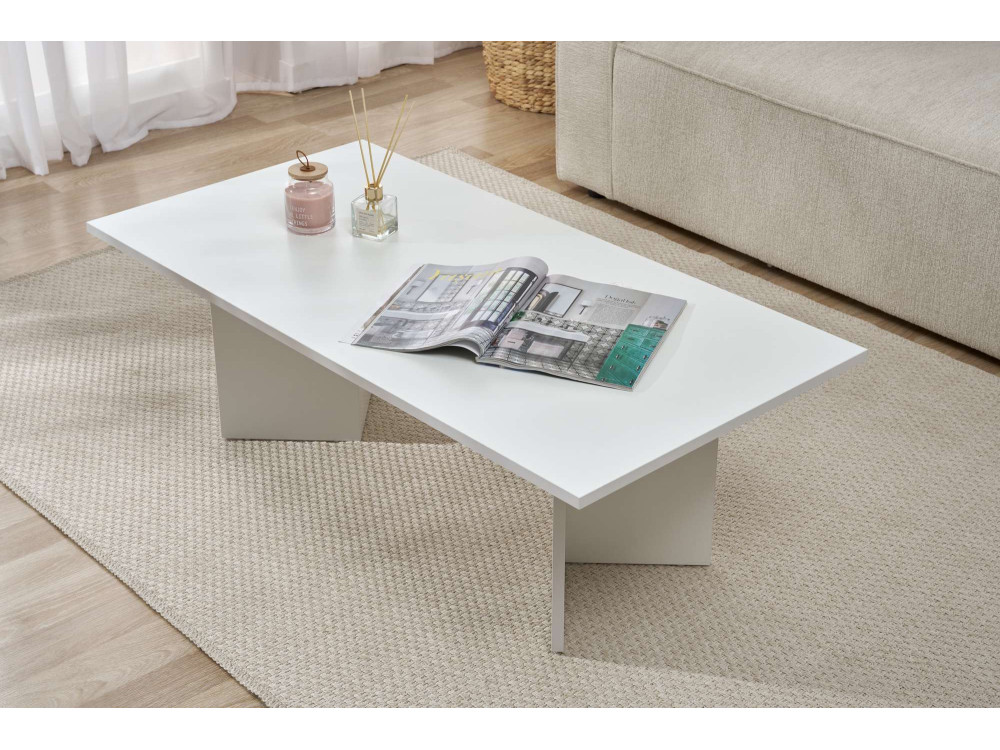 Sabin" wooden coffee table 119 x 60 x 40 cm - White