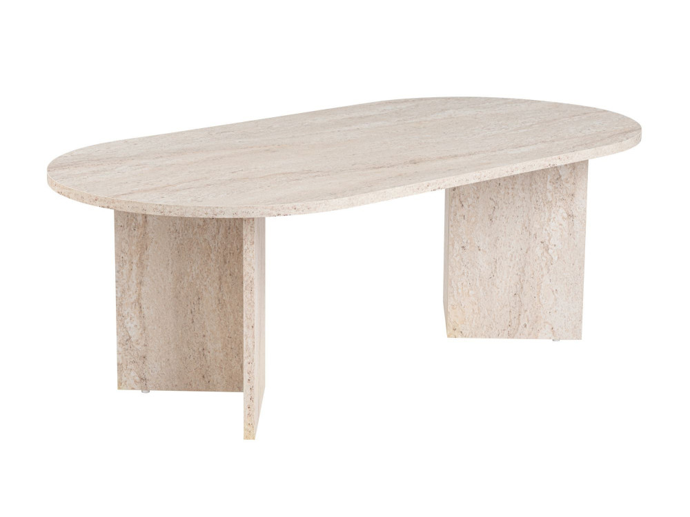 Sable" wooden coffee table - 60 x 119 x 40 cm - Travertine