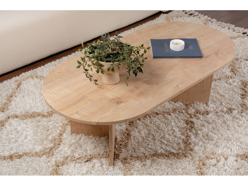Sable" wooden coffee table - 60 x 119 x 40 cm - Sapphire Oak