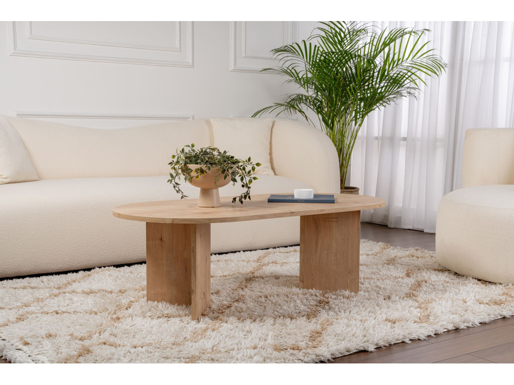 Sable" wooden coffee table - 60 x 119 x 40 cm - Sapphire Oak