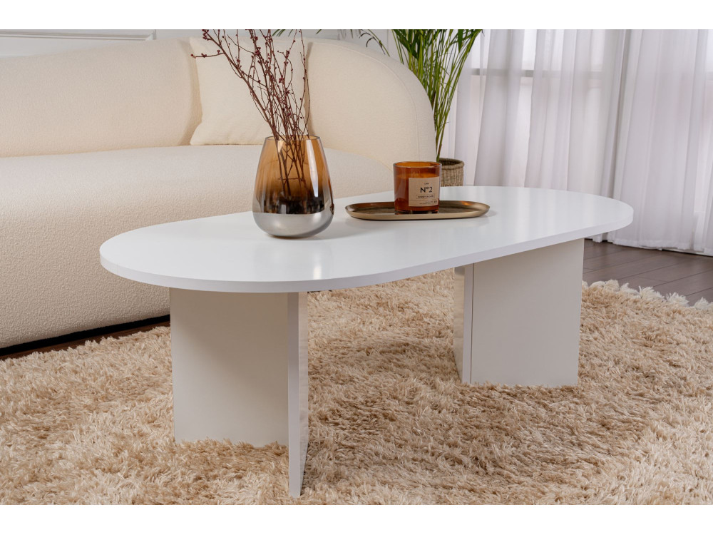 Sable" wooden coffee table - 60 x 119 x 40 cm - White
