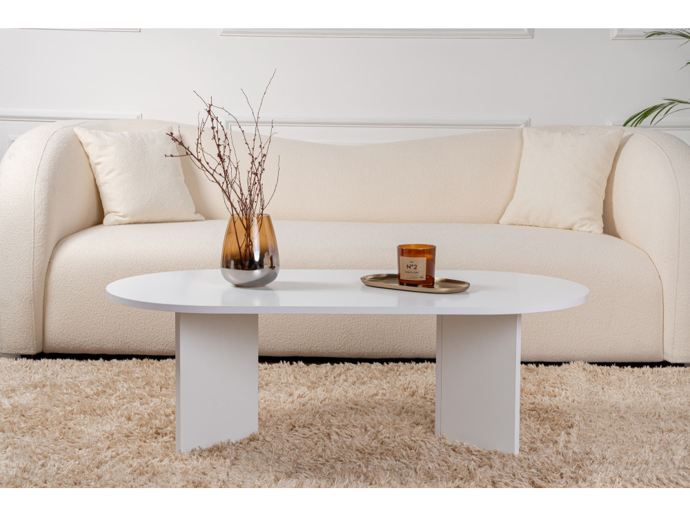 Sable" wooden coffee table - 60 x 119 x 40 cm - White