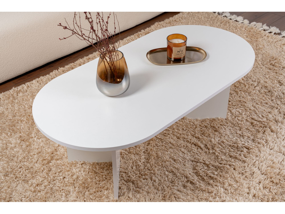 Sable" wooden coffee table - 60 x 119 x 40 cm - White