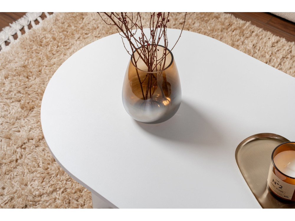 Sable" wooden coffee table - 60 x 119 x 40 cm - White