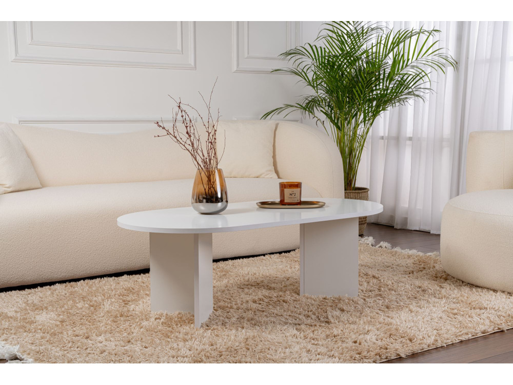 Sable" wooden coffee table - 60 x 119 x 40 cm - White
