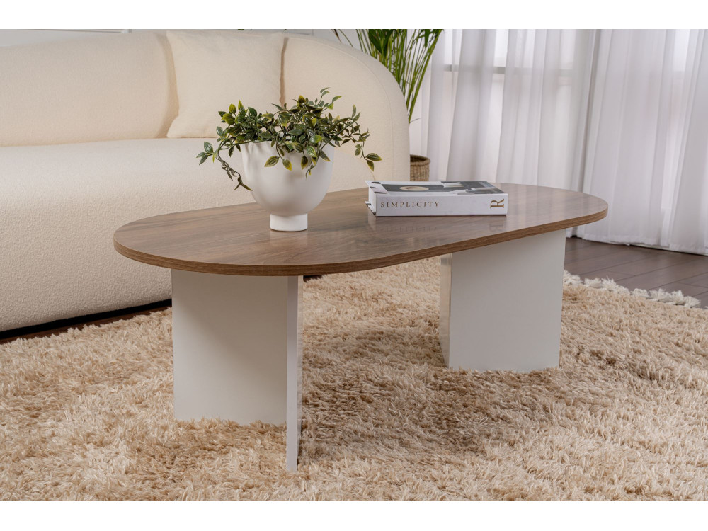 Wooden coffee table "Sable" - 60 x 119 x 40 cm - WalnutWhite