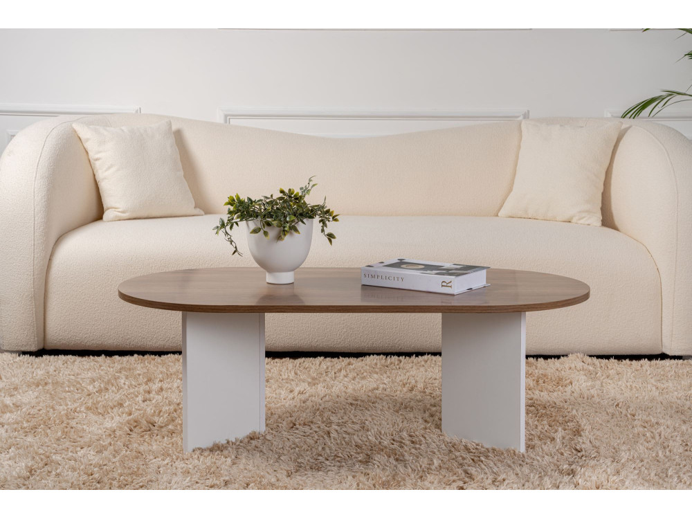 Wooden coffee table "Sable" - 60 x 119 x 40 cm - WalnutWhite