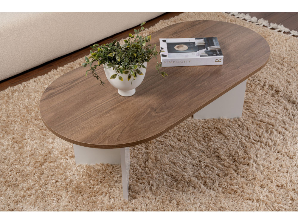 Wooden coffee table "Sable" - 60 x 119 x 40 cm - WalnutWhite