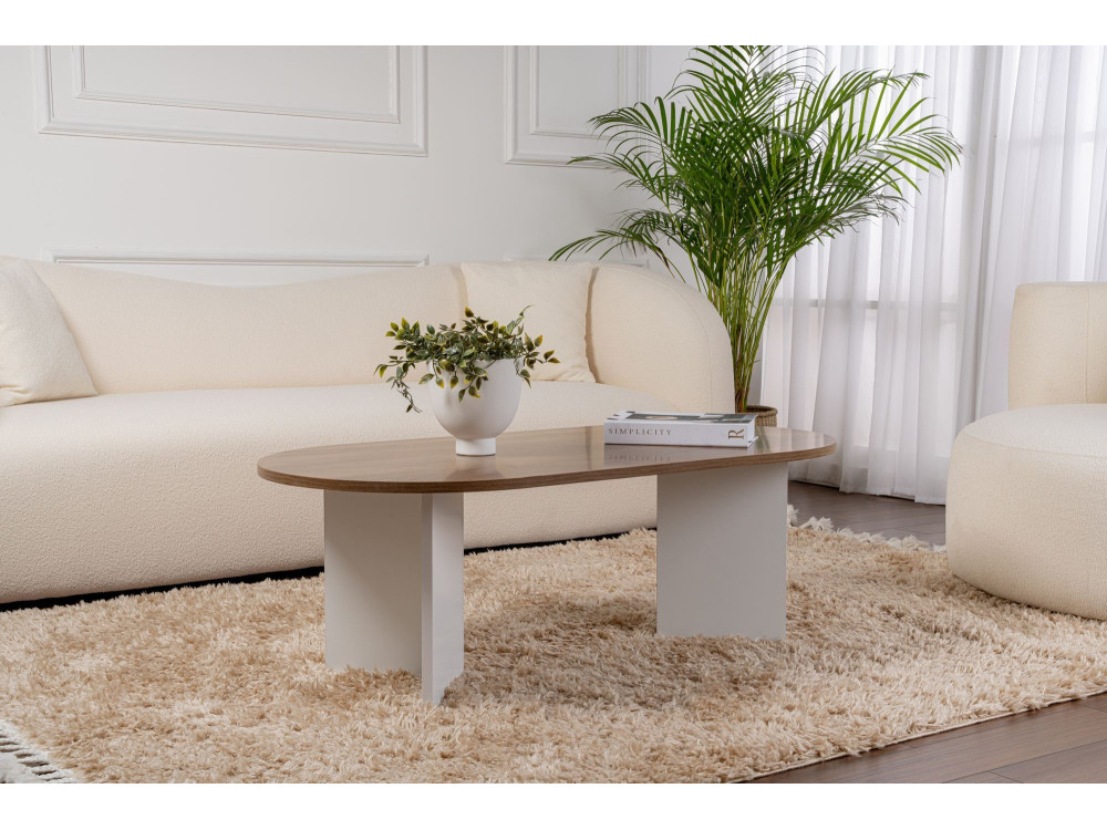 Wooden coffee table "Sable" - 60 x 119 x 40 cm - WalnutWhite