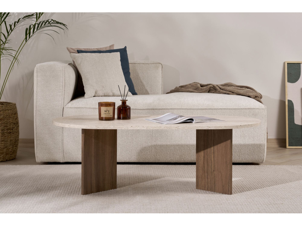 Wooden coffee table "Sable" 119 x 60 x 40 cm - Travertine