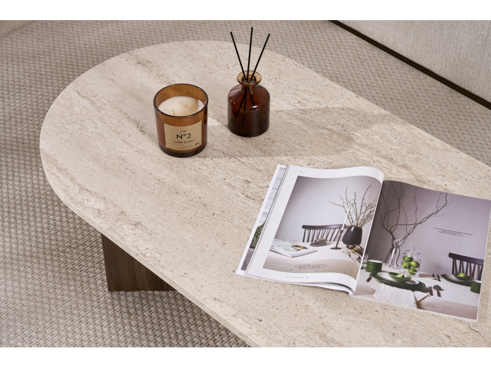 Wooden coffee table "Sable" 119 x 60 x 40 cm - Travertine