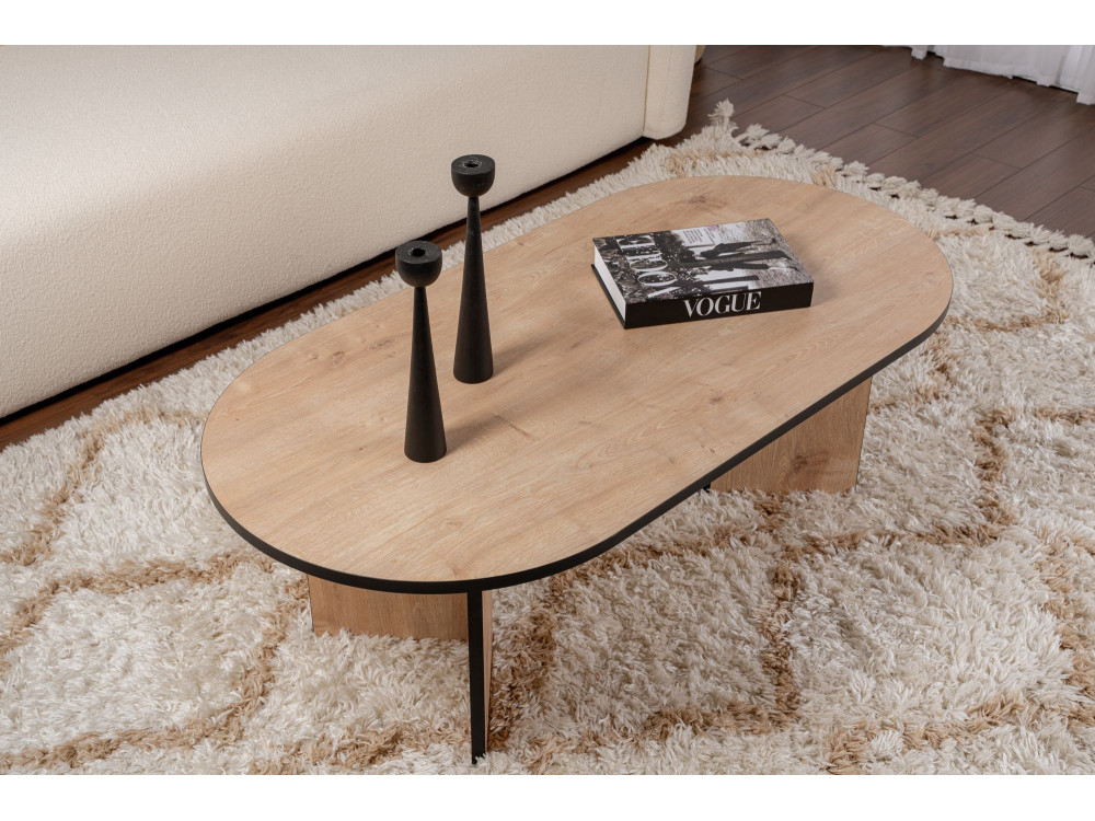 Sable" wooden coffee table 119 x 60 x 40 cm - Sapphire oak