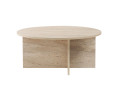 Soleil" wooden coffee table - 90 x 90 x 40 cm - Walnut - Travertine