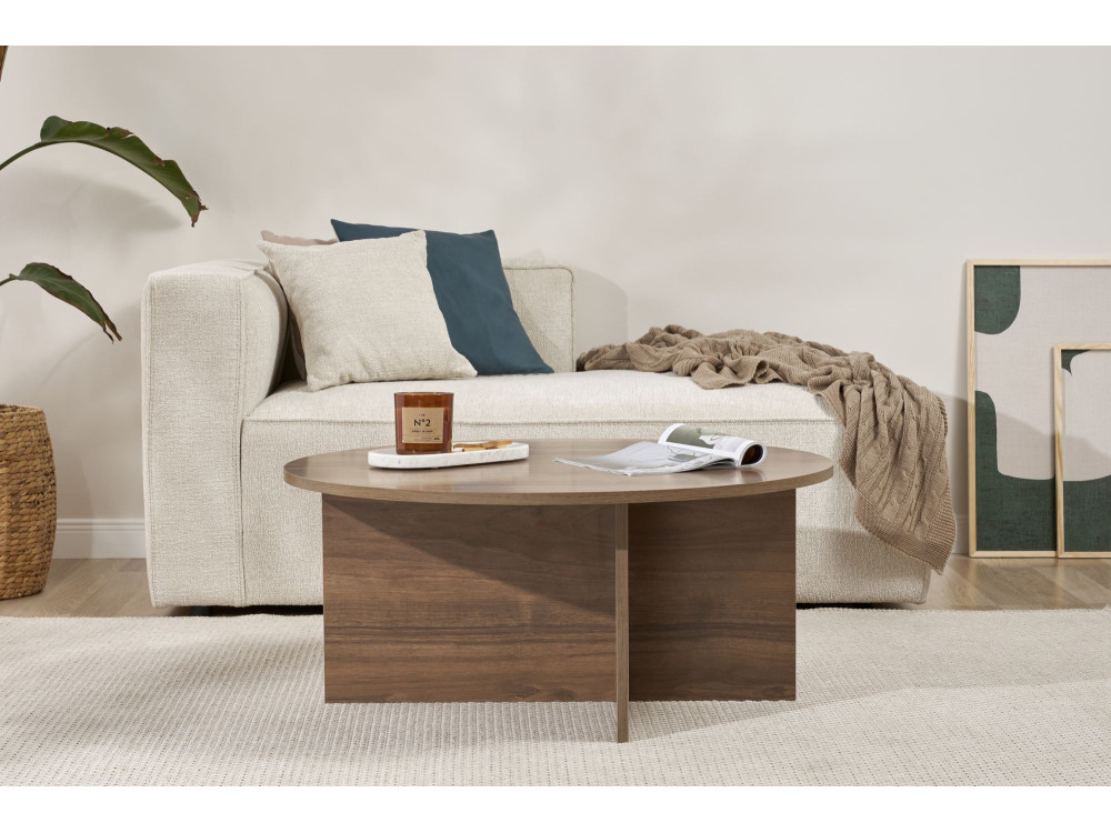 Soleil" wooden coffee table - 90 x 90 x 40 cm - Walnut