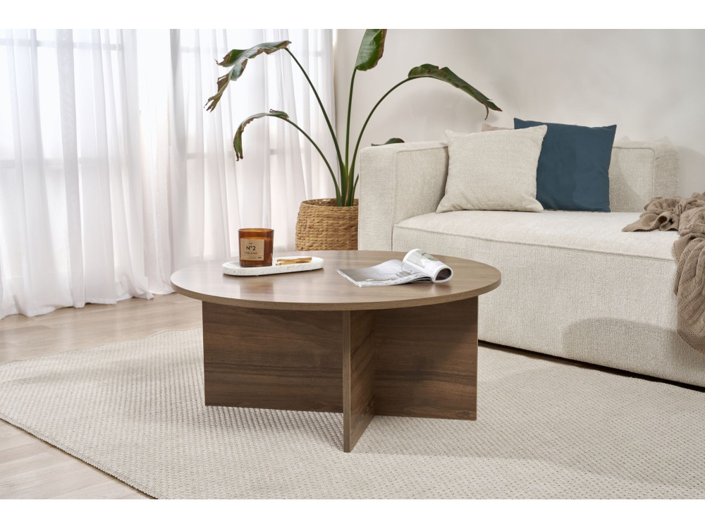 Soleil" wooden coffee table - 90 x 90 x 40 cm - Walnut
