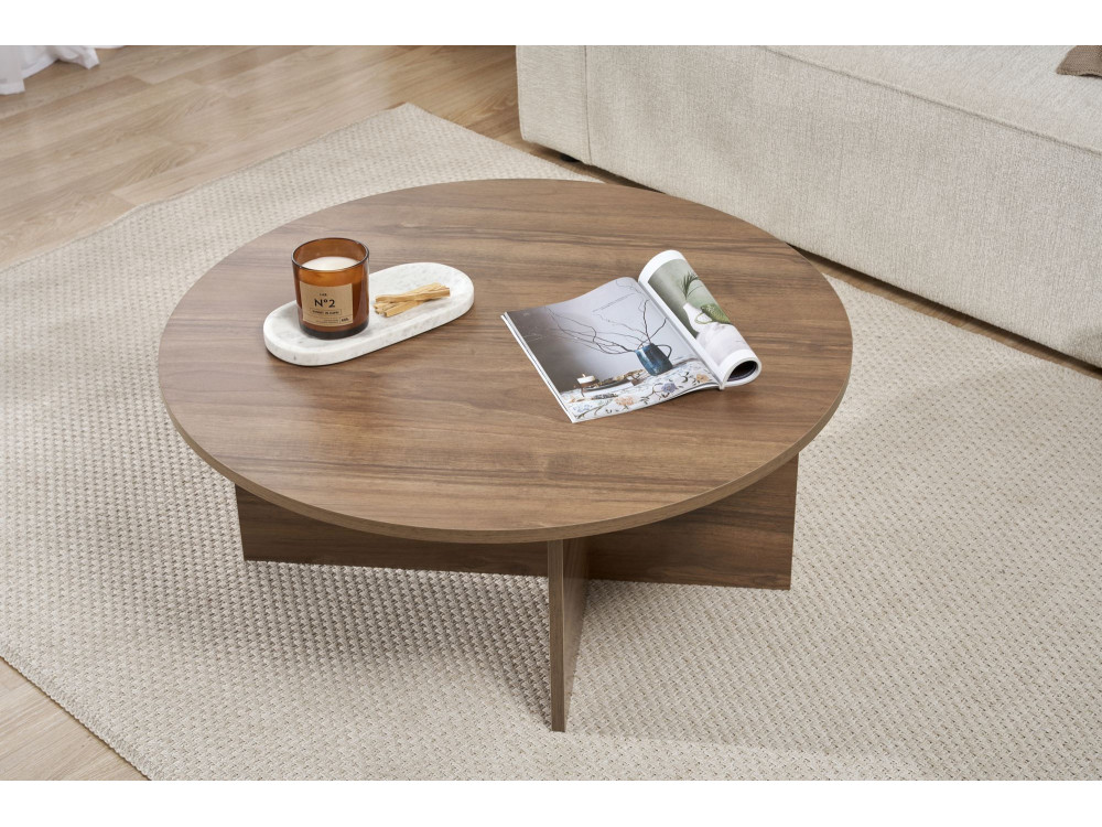 Soleil" wooden coffee table - 90 x 90 x 40 cm - Walnut