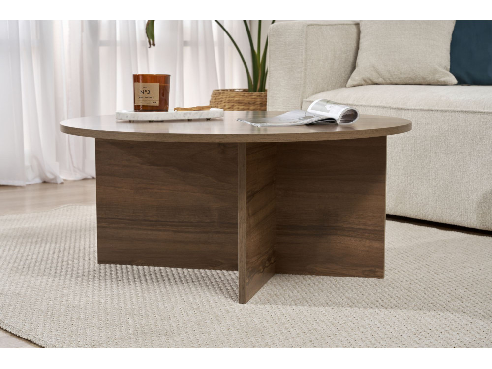 Soleil" wooden coffee table - 90 x 90 x 40 cm - Walnut