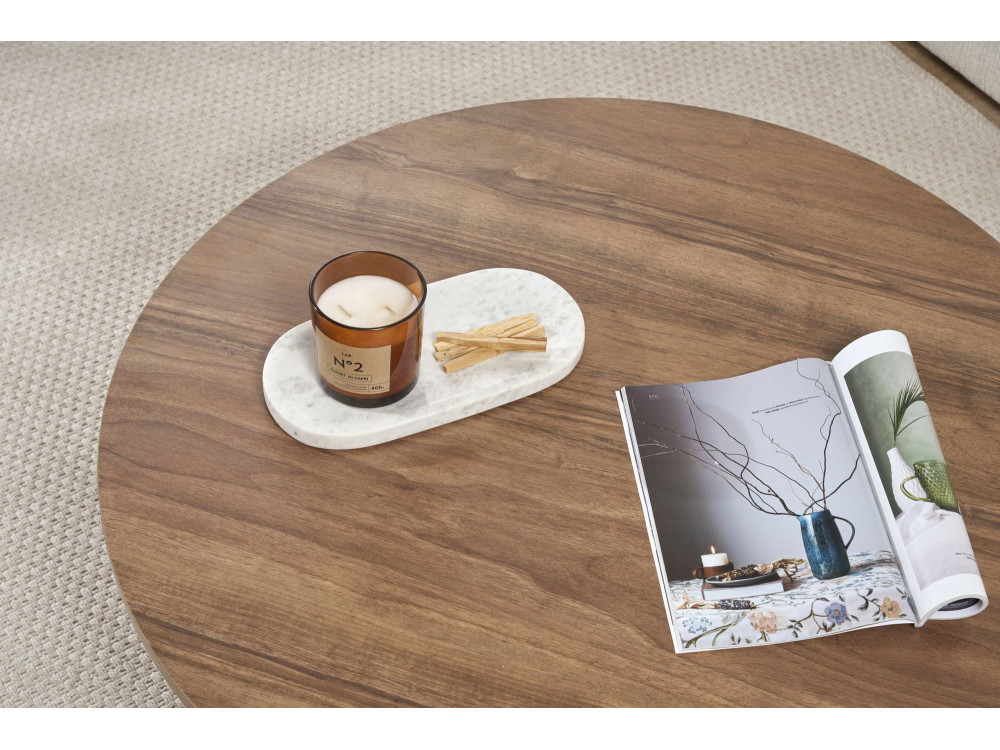 Soleil" wooden coffee table - 90 x 90 x 40 cm - Walnut