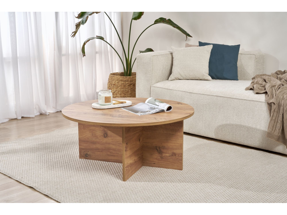 Soleil" wooden coffee table - 90 x 90 x 40 cm - Atlantic pine
